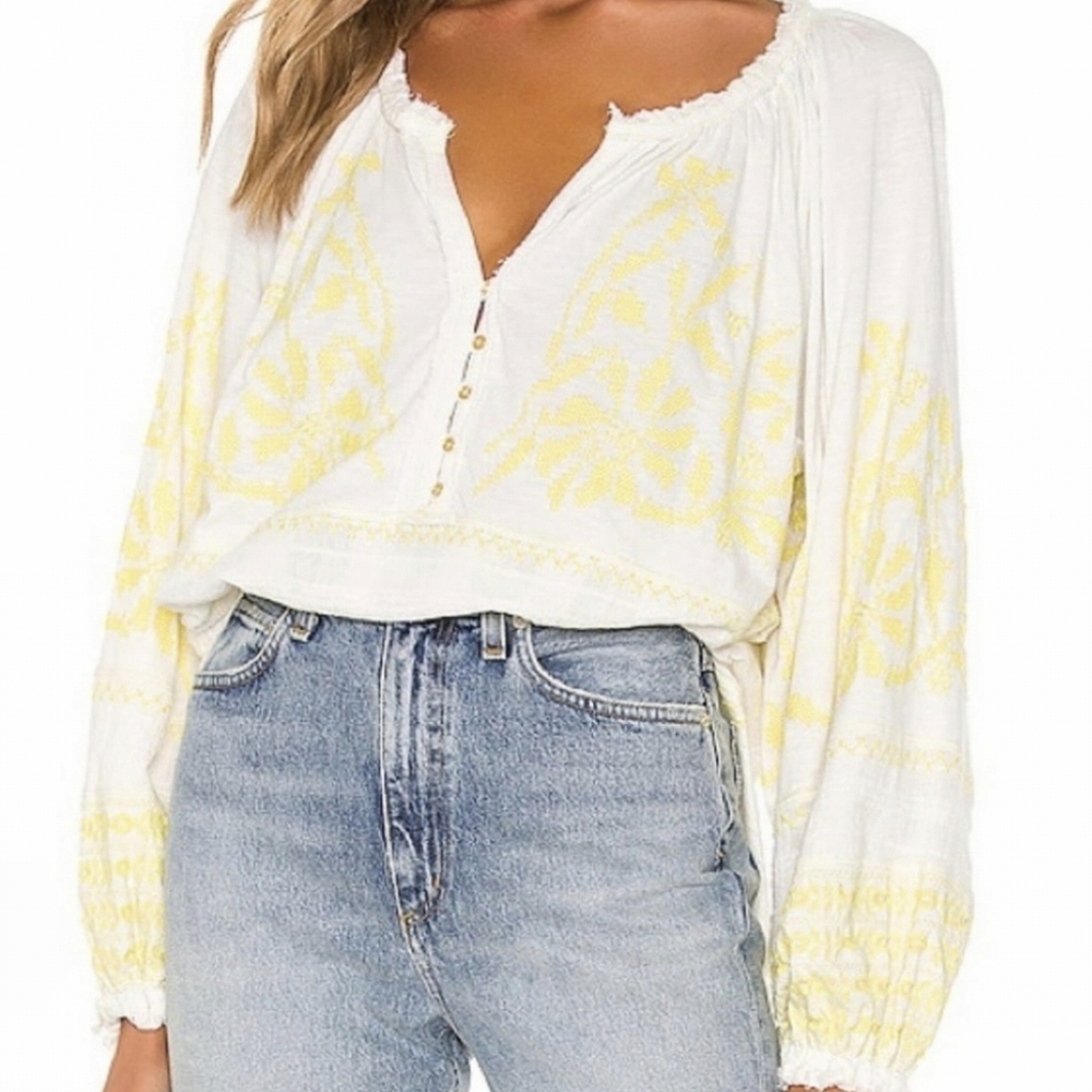 Free People Persuasion Embroidered Top Size-Small